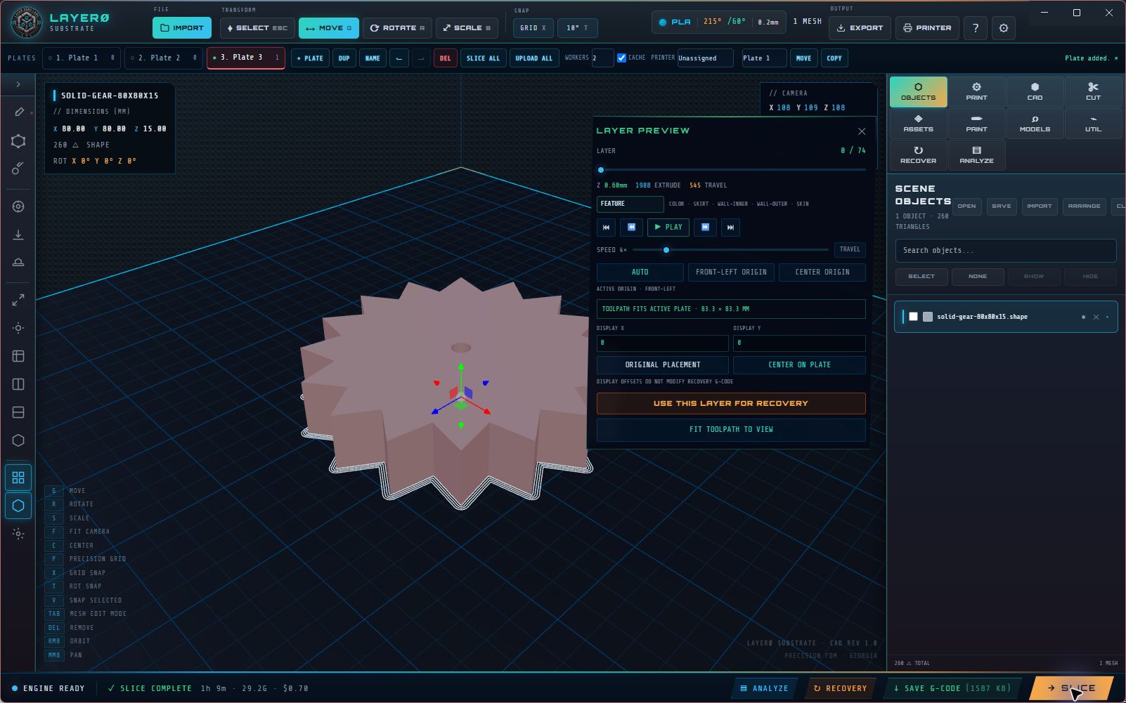 Layer Zero Substrate toolpath and layer preview