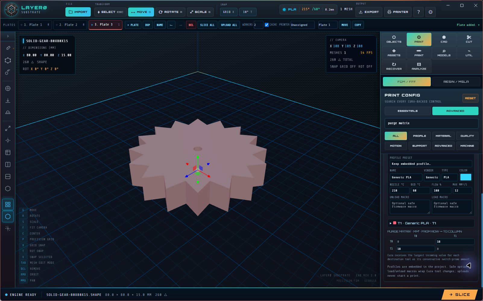 Layer Zero Substrate filament and material manager