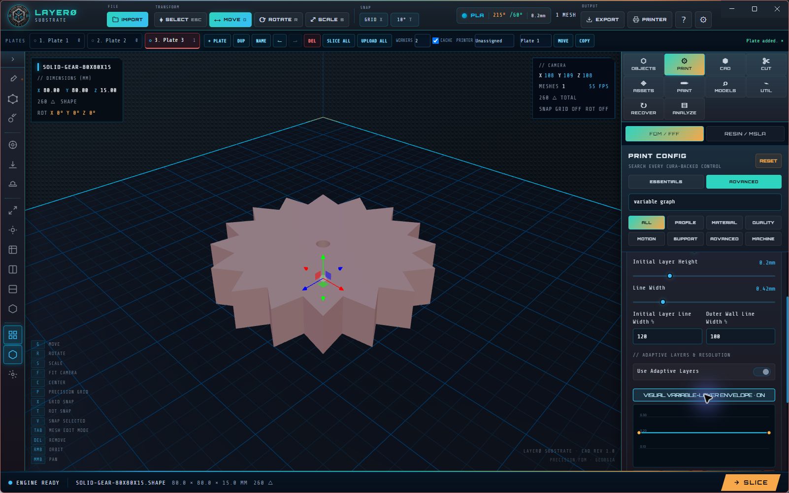 Layer Zero Substrate variable layer height editor